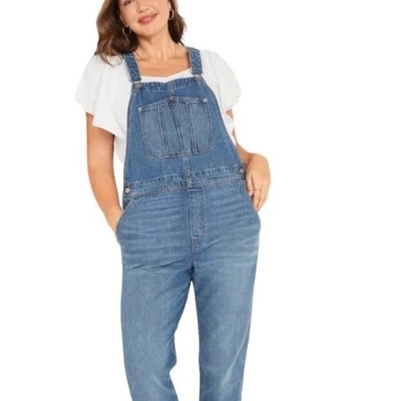 NEW Old Navy Slouchy Straight Jean Overalls 28 - Picture 2 of 15
